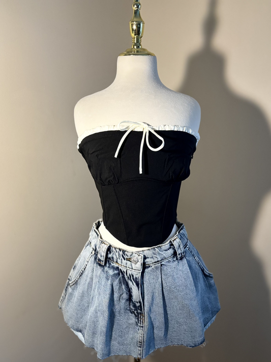 Distressed Mini Jean Skirt